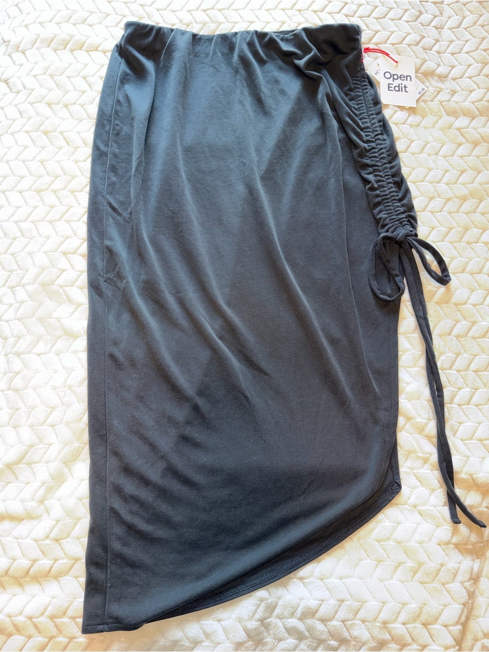 Open Edit Side-Ruched Cinch Skirt Black Size Small NWT